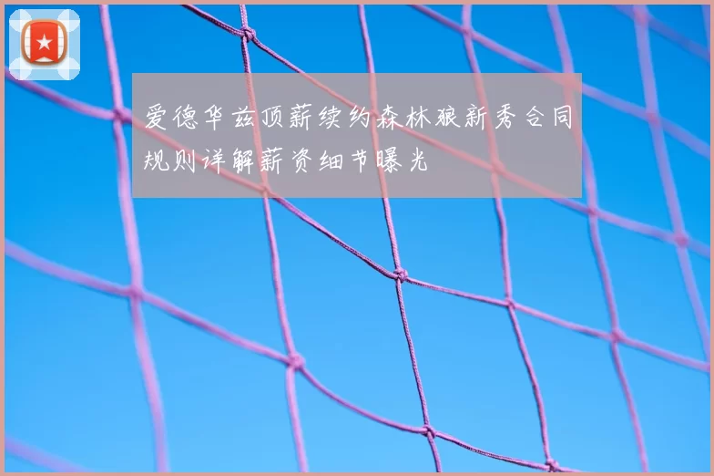爱德华兹顶薪续约森林狼新秀合同规则详解薪资细节曝光